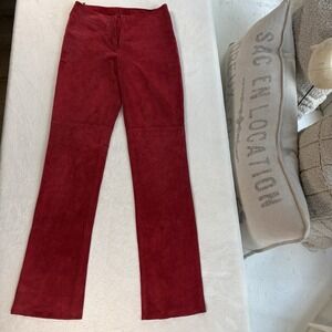 Vintage Bebe Red Suede Low Rise Flare Pants Y2K Women's Size 2 (Est)